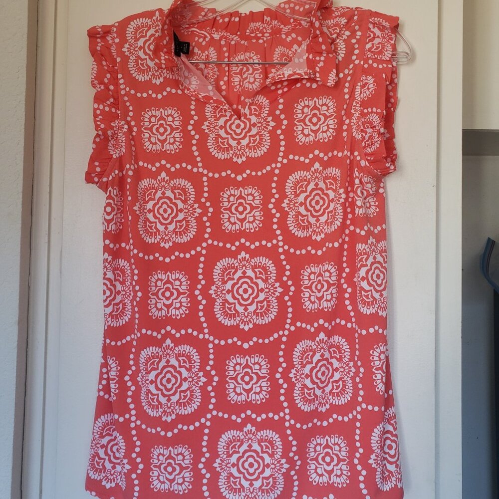 Ann Taylor Orange and White Size M Top